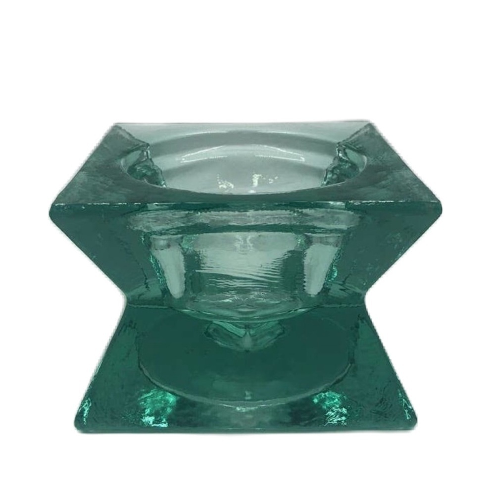 Aqua Glass Decorative Candle Holder Heavy Glass